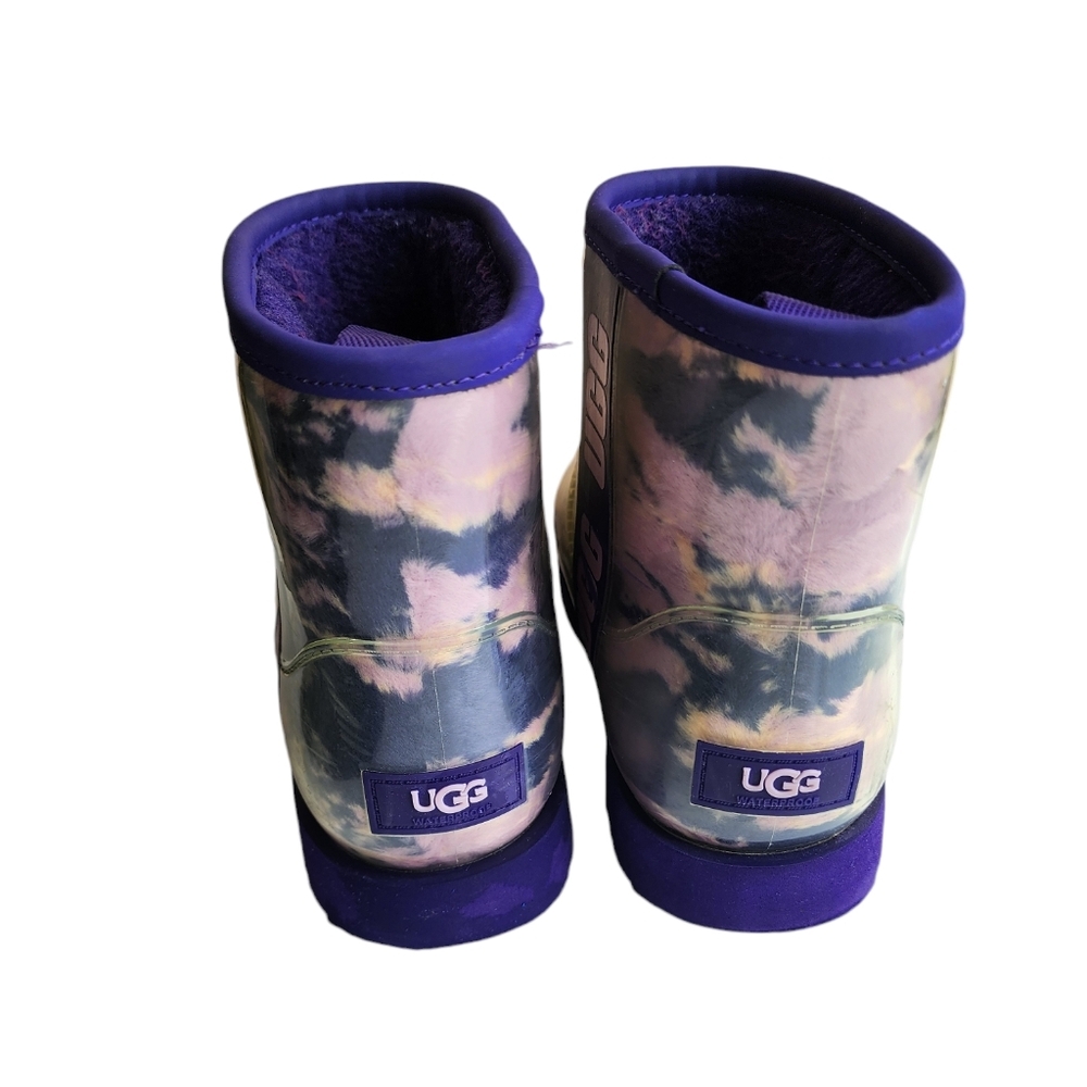 UGG CLASSIC CLEAR MINI MARBLE VIOLET NIGHT WATERPROOF FUR BOOT SIZE 7 WOMEN - Picture 3 of 10